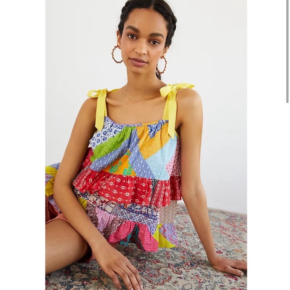 Anthropologie Multicolor Patchwork Tank Top